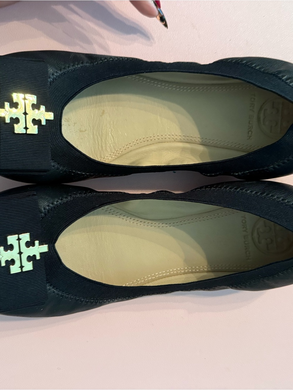 Tory Burch Black Logo Ribbon Ballet Flats